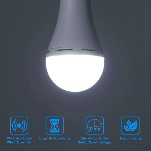 Miniatura 6 de Bombillas LED recargables de emergencia de 15 W, equivalente a 80 W, se iluminan cuando se produce un fallo de alimentación, batería de 1200 mAh,