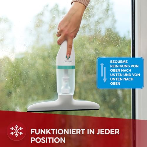 MPM Fenstersauger MDS-01 - Fenstersauger der automatisch Wasser absaugt - Ohne Streifen und Wasserflecken - 40 Minuten Betriebszeit mit Einer Ladeladung