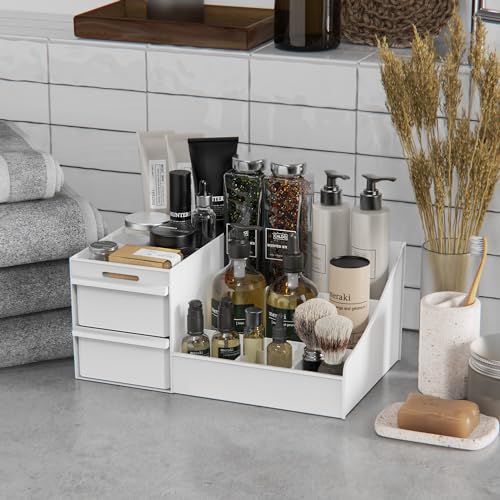 DancesCat Make Up Kosmetik Organizer mit Schubladen, Makeup Organizer Aufbewahrung Kosmetikbox für Waschtische, Schminktisch Organizer Box für Schlafzimmer, Badezimmer, Große Schmink Organizer