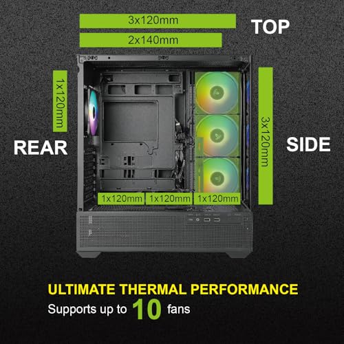 Gabinete para PC AZZA CSAZ-501B Tiara, torre media ATX, panel de vidrio templado, diseño gaming miniatura 4