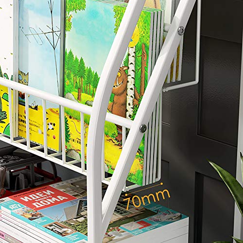 Hossejoy Metal Children Bookshelf, 5 Tier Freestanding Bookcase Kids Book Rack Storage Organizer Stands, For Toy Book Study Living Room Bedroom, Playroom (White) #TOP4