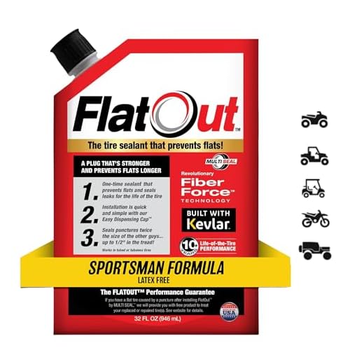 FlatOut Tire Sealant Sportsman Formula - Prevent Flat Tires, Seal Leaks, Contains Kevlar, 32-Ounce Bag, 1-Pack