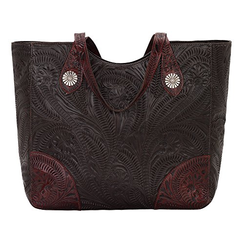 American West bolso tote grande de cuero con cierre y bolsillo oculto miniatura 1
