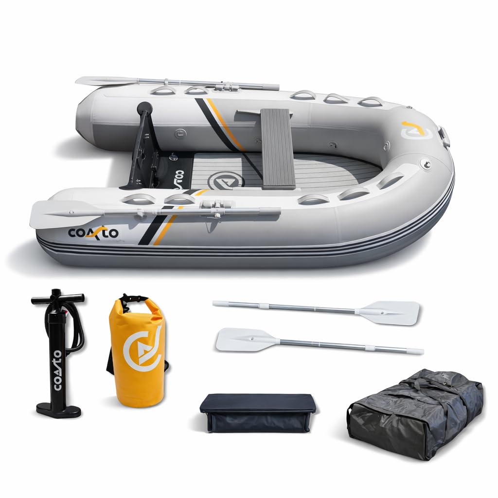 Coasto - Allegato gonfiabile Premium 248 - BT-CDS248P Barca Pavimento Dropstitch/Alta Pressione - 3+1 posti, 248 x 154 cm - Estrema stabilità - Confezione 2 pagaie, pompa e borsa per il trasporto