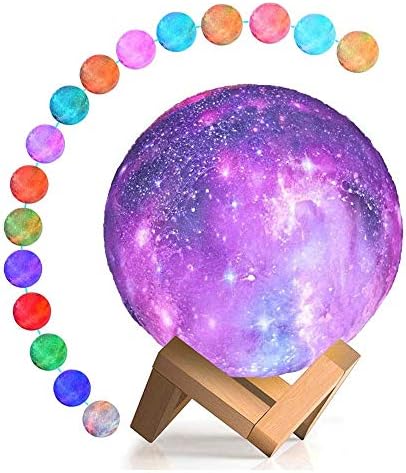 YouOKLight Moon lamp, 16 Colors LED Star Light Kids Night Light Galaxy Lamp with Stand, Remote, Touch Control and USB Rechargeable, 3D Night Lamp for Baby Kids Lover Birthday Party Gifts (5.9 Inch)…