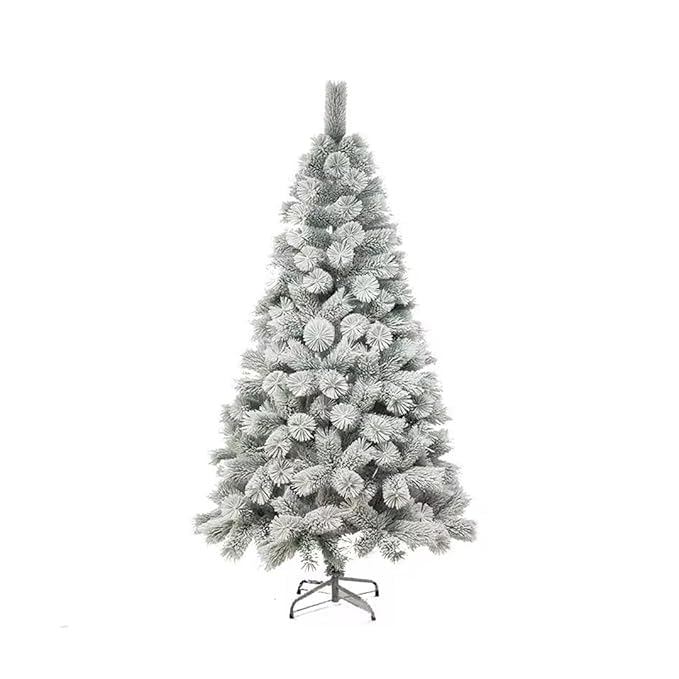 Image of Fizzytech 6 Feet Premium PVC Pine Needle Snow-Flocked Artificial Christmas Tree with 210 Branch Tips - Easy Assembly, Sturdy Metal Stand - Elegant Christmas Decoration for Home & Decor