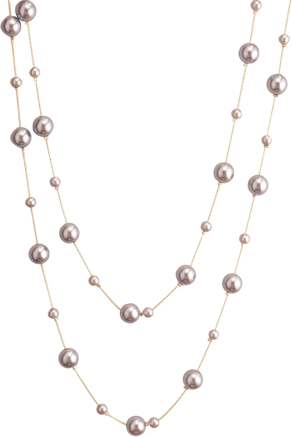 Pearl Layered Strand Necklaces for Women Dainty Fashion Long Imitation Pearls Beads Multiple Strands Chain Layer Choker Necklace Elegant Statement Charm Vintage Wedding Party Costume Jewelry Gifts