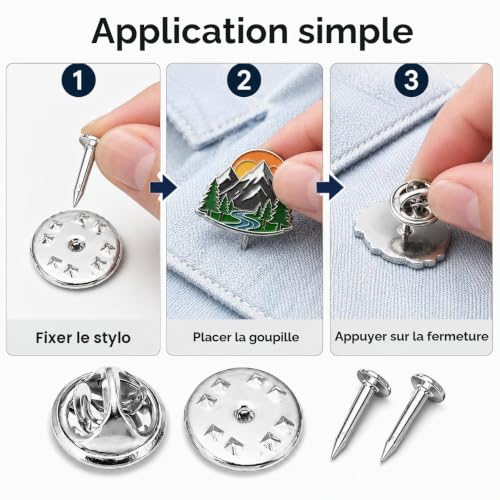 100 Fermoirs Papillon pour Pin's, Broches Vierges 8 mm | Attache pins doré/argenté, fermeture sécurisée pour épingles, bijoux DIY et accessoires créatifs – vue 5
