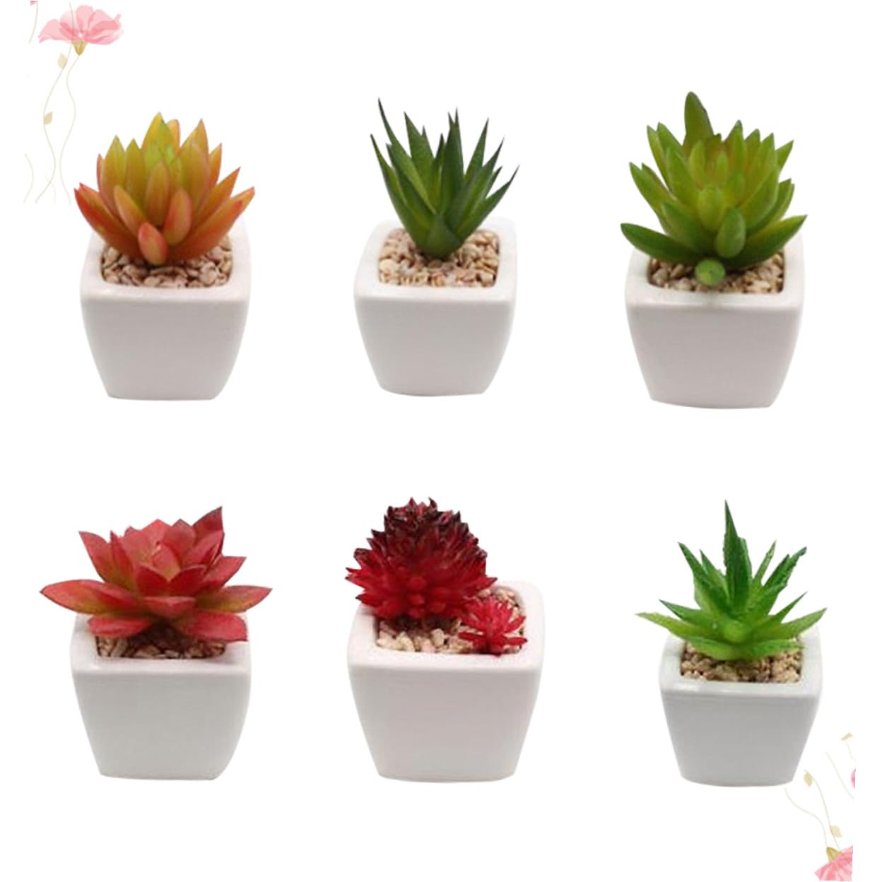 Succulente Artificielle Mini en Pot Céramique Lot de 6 Set de Set de Pièces