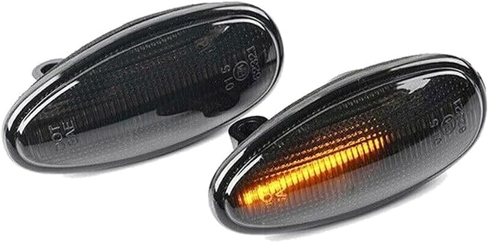 Smoke Side Marker Light Turn Signal Lamp Evo Black ABS Housing Front Left Right Bulbs for Mitsubishi for Lancer 2002-2006 for Outlander 2003-2006 Amber W5W 168-Bulb Shape Code Smooth
