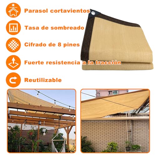 Voile d'intimité marron clair 2x6m en maille isolante pour terrasse - 3