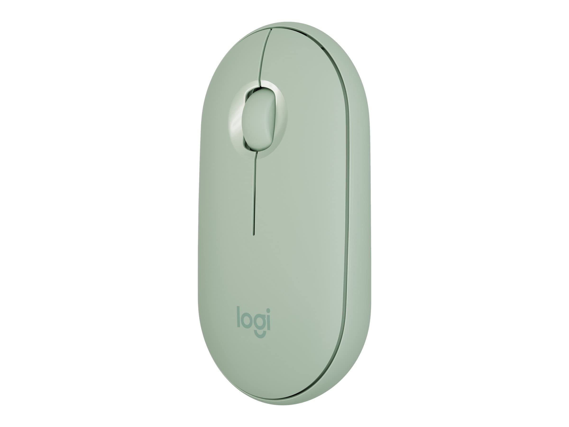 Logitech M350 Pebble Kabellose Maus, Bluetooth und 2.4 GHz Verbindung via Nano USB-Empfänger, 18-Monate Akkulaufzeit, 3 Tasten, Leises Klicken und Scrollen, PC/Mac/iPadOS - Eukalyptus
