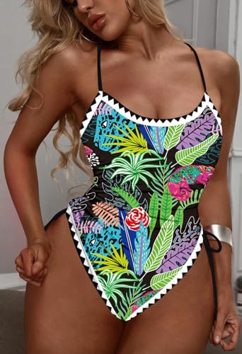 Image of Viottiset Women's Ruched High Cut One Piece Swimsuit Tummy Control Bathing Suit Monokini