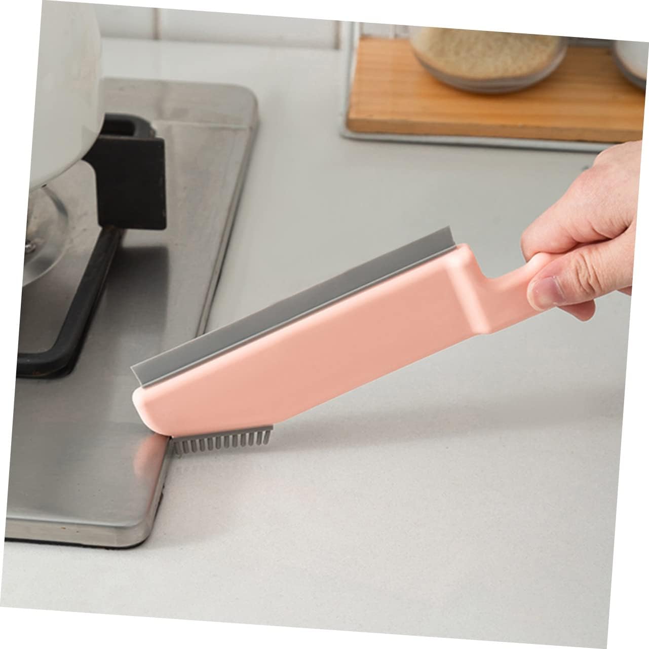 CHILDWEET Multi Function Cleaning Brush for Bathroom and Kitchen Tile Crevice Sink and Countertop Cleaner with Comfortable Handle Space Saving Design for Home Cleaning image 4