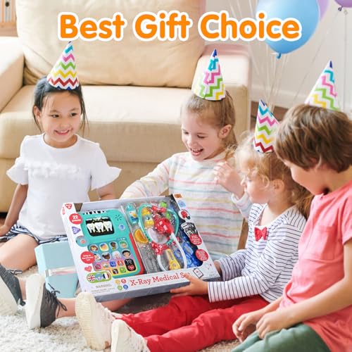 PLAY Doctor Kit for Kids with Learning Tablet, Doctors Play Set with Kids Tablet, Real Stethoscope, Various Medical Toys, Pretend Play Toys for Toddlers 3-5, Halloween Christmas Birthday Gifts