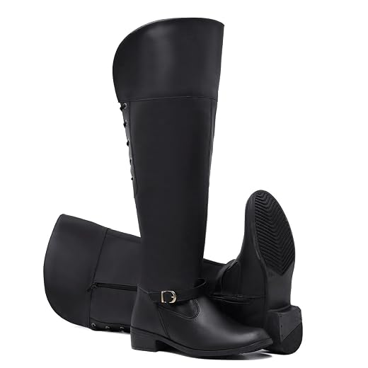 Bota Montaria Cano Longo com Amarração na Panturrilha em Couro Sintético