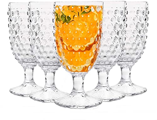 Everest Global Hobnail Beverage Glass Goblet Water Glasses Set Of 6, 13 Oz For Iced Tea Soda Wine Milk Coke Bubble Juice And Beer Perfect For Dinner Table Parties Bars Restaurants (Crystal Clear) #TOP17