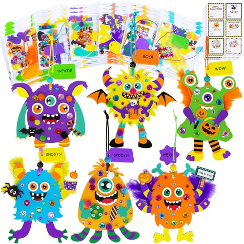 Winlyn 24 Sets Halloween Monster Craft Kits Halloween Crafts For Kids Individual Fall Crafts Diy Monster Ornaments Foam Halloween Arts And Crafts For Kids Classroom Activities Art Project Party Favors