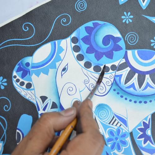Image of Anna by Anuschka Women's Hand Painted Genuine Leather Credit Card Case - Blue Elephant