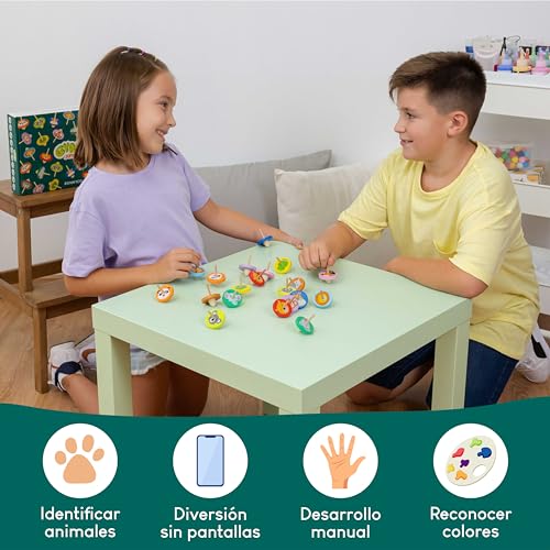Miniatura 4 de Bonnyco Peonza Madera De Animales, Pack 40 Regalos Cumpleaños Niños Colegio