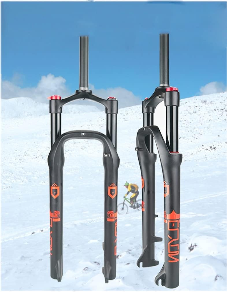 Fat Bike Fork 26 Inch E-Bike Air Suspension Fork 100mm Travel 1-1/8 DIsc Brake Quick Release Fork for 4.0 Tires Beach/Snow Bike