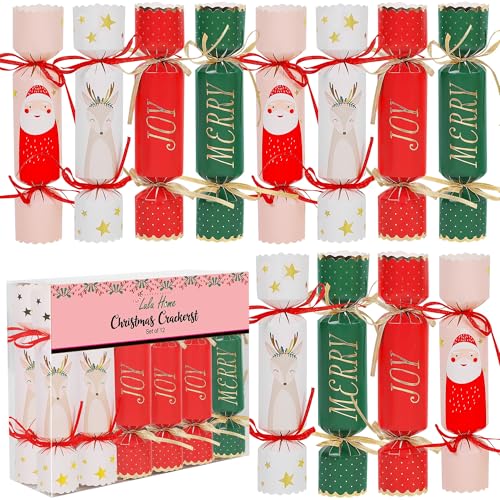 Lulu Home 12 Packs Non-Snap Christmas Crackers Set