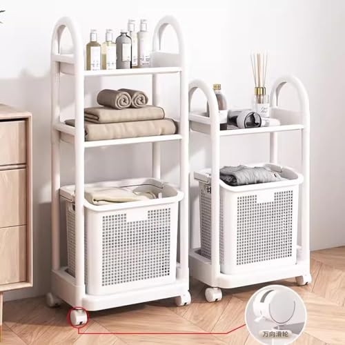 Panier à linge avec poignées et 3 bacs de rangement