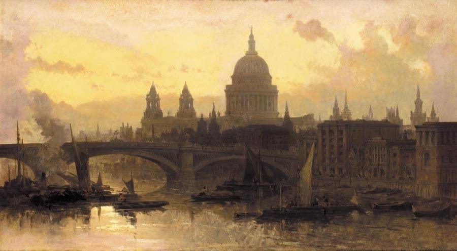 Affiche St. Pauls de la Tamise à l'ouest par David Roberts peinture toile salon 60x90cm