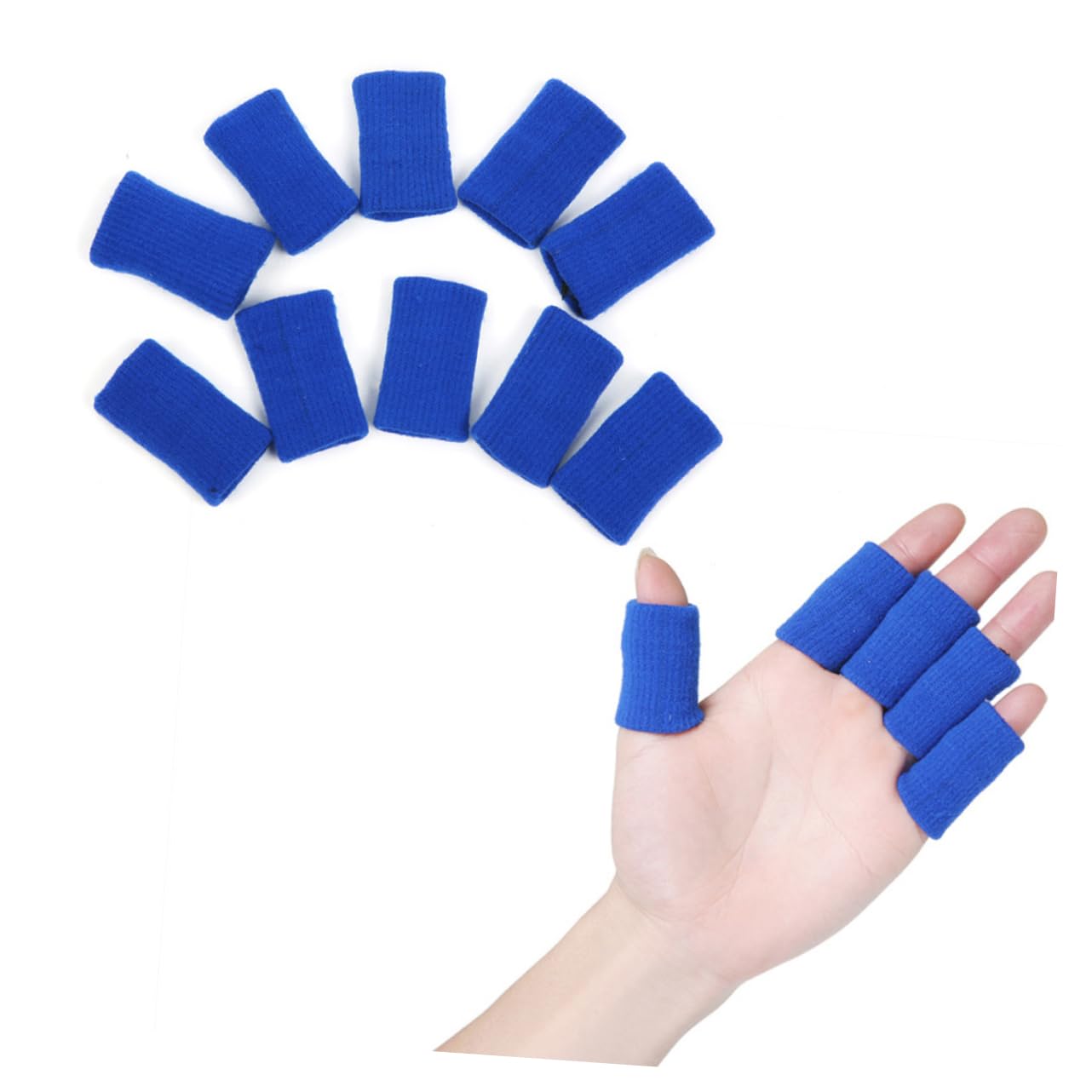 TOVINANNA 10Pieces Elastic Finger Sleeves for Sports Comfortable Thumb Braces Support for Relief and Calluses Breathable Finger Protectors Blue for Joint Protection