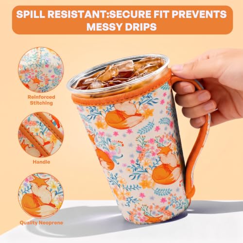 Image of 3PCS Reusable Iced Coffee Sleeves, Fits 16-32oz Hot /Cold Drinks