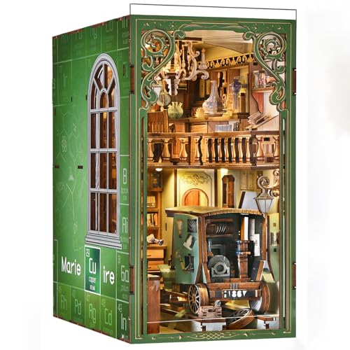 Puzzle 3D bois MiniCity coin de livre DIY serre-livres déco avec lumière LED
