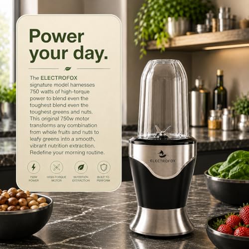 Image of Electrofox ActiveBlend 2 Jar Pro Nutri Blender 750 W Juicer Mixer Grinder For Smoothies, Juice and Protein Shake (2 Jar Active Blend Nutri | 2 Jars | Silver) 4 Years Warranty