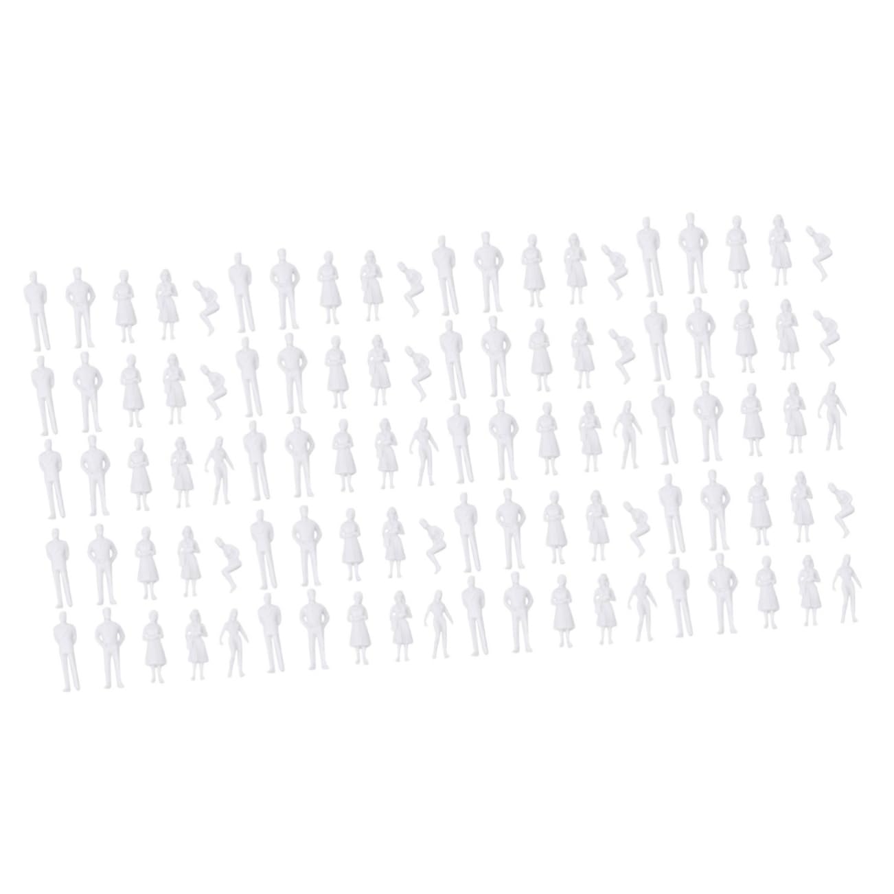 100pcs White People Figures Miniature Models Diy Sandbox Decoration Lifelike Mini People Figurines for Model Train Layout and Doll House