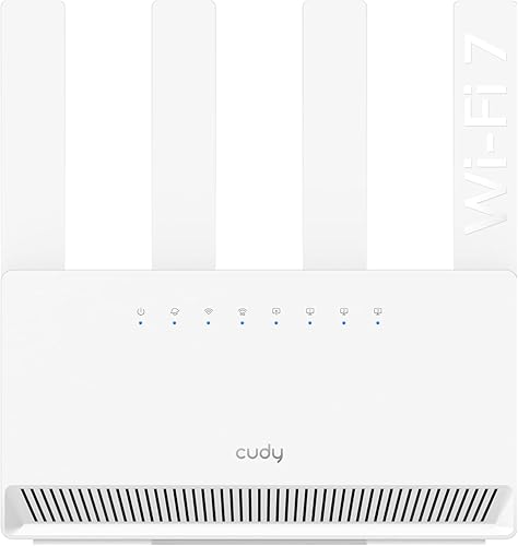 Cudy Router Wi-Fi 7 de doble banda BE3600 WR3600E 4 puertos Gigabit, 2.0 GHz Quad Core, 4 antenas VPN clientes y servidor, aplicación Cudy y control