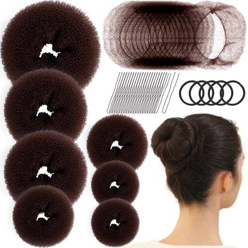 Fandamei Hair Bun Maker Set- 7 PCS Hair Donuts for Buns (1 Extra-...