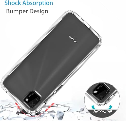 Miniatura 7 de Funda transparente compatible con Huawei Y5P, funda DRA-LX9 con protector de pantalla de vidrio templado, bonito protector de cristal a prueba de
