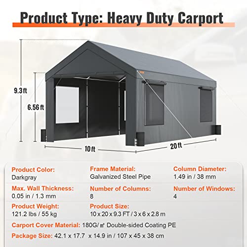 Vevor 10X20FT CAR CANOPY Carport, 10X20Ft Heavy Duty Carport Car Canopy thumb #6
