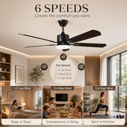 STANDLE 42 Inch Ceiling Fans with Lights and Remote Control Black - image 4