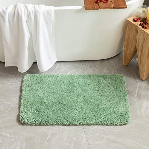 Miulee Extra Thick Non Slip Bathroom Rug Shaggy Soft Bath Mat Plush Microfiber Absorbent Water For Shower Tub Machine Washable (Sage Green, 16X24 Inches) #TOP5