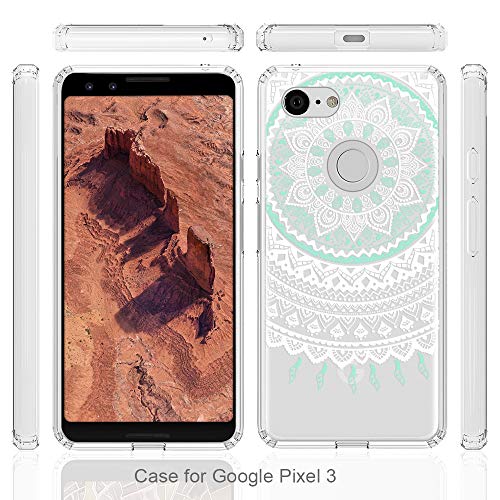 Google Pixel 3 Case, Topnow Clear Design Plastic Hard Back Case With Tpu Bumper Protective Case Cover For Google Pixel 3 - Green Flower #TOP6