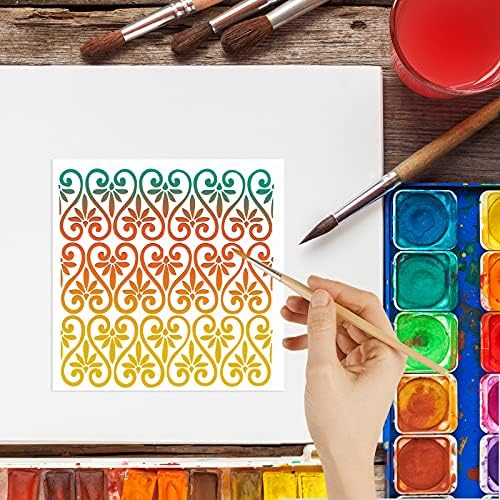 OOTSR 9 Pieces Template Painting Stencil, 13 X 13 CM Art Craft Stencils, Reusable Plastic Stencils for Paint Craft Wall DIY Fabric Floor Home Decor Wood Signs