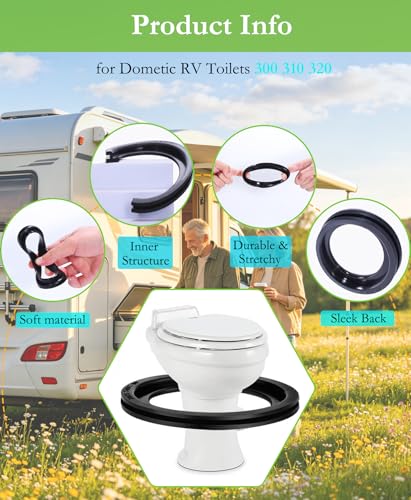 Image of RV Toilet Seal Replacement 2-Pack for Dometic 300 /310 /320 Toilets, High-Grade Flush Ball Seal Gasket 385311658, Premium Rubber Toilet Parts to Fix Leakage & Odor, for Camper, Motorhome, Travel Trailer