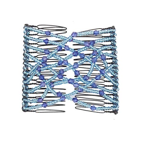 Velidy Variety Stretch Pearls Combs For Women/Ladies Magic Beads Hair Clips EZ double comb Different hair styles (style B-blue) Cover