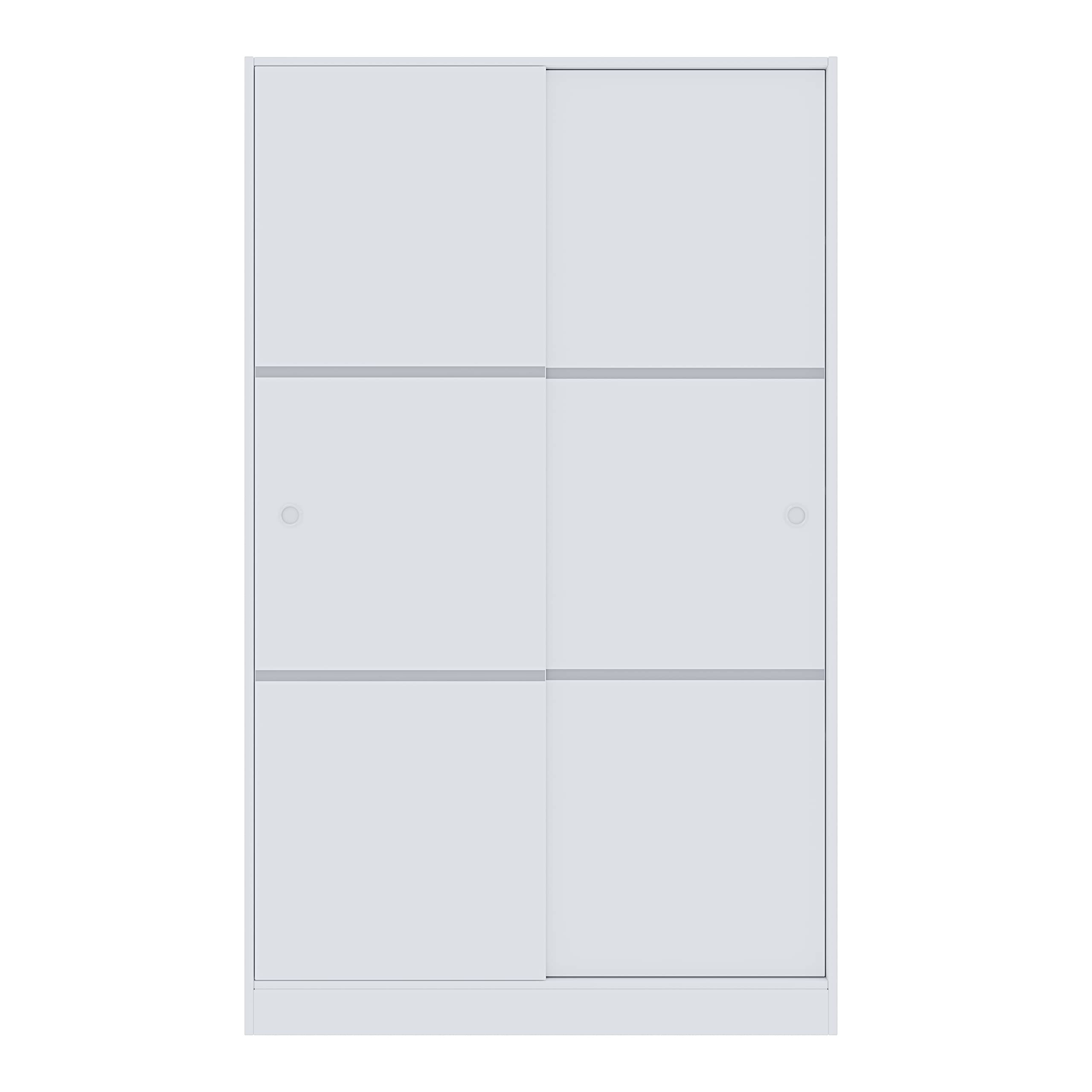 Reus Solidna szafka do przechowywania, wielofunkcyjna, z 2 drzwiami przesuwnymi, 1 drążek na płaszcze, 4 półki, do sypialni, umeblowanie, 200 x 120 x 50 cm, kolor biały błyszczący
