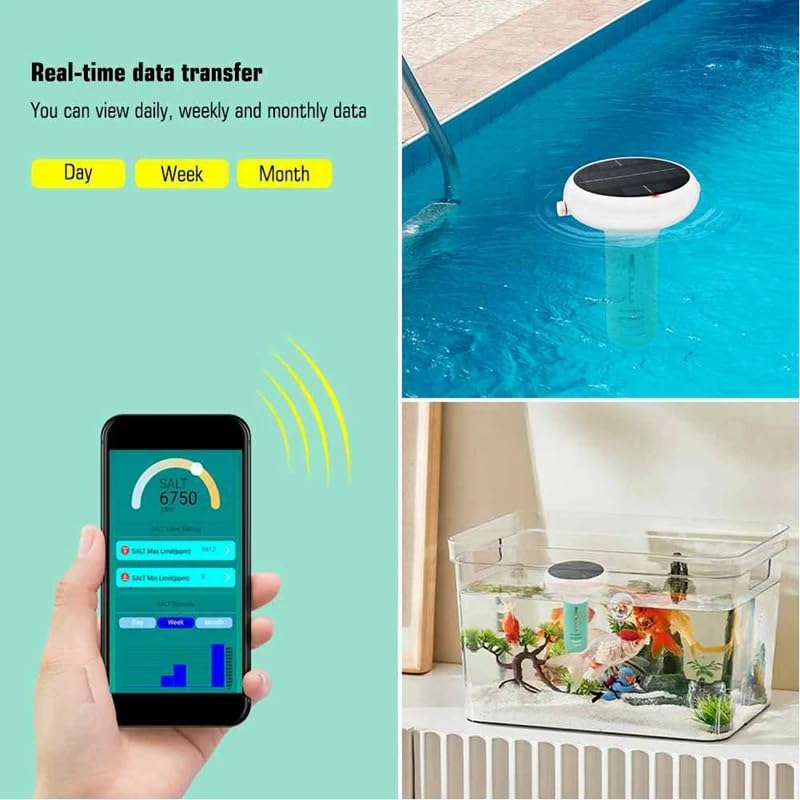 Dispositivo digitale 7 in 1 per test dell'acqua per piscine, vasche idromassaggio e spa, misura CL, pH, CE, TDS, ORP, temperatura e salinità, con app display