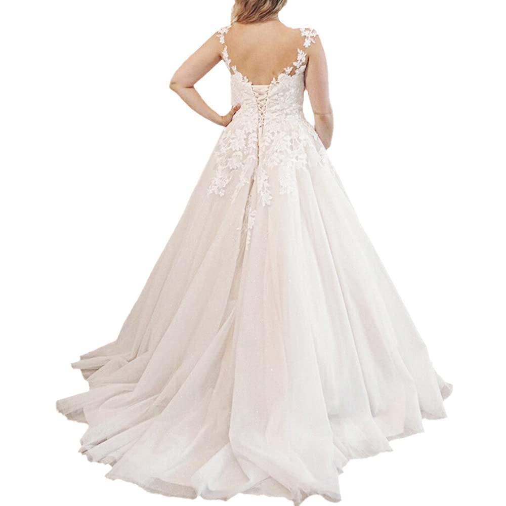 Robe mariée bohème Longue Col V Perles Dentelle Grande Traine Robe de Mariage AL-VN-0555