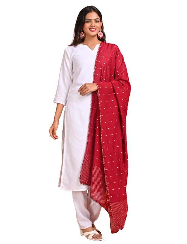 hella fashions Women’s 2.4 Meter Premium Chanderi Dupatta in Black – Zari Boota, Stripes & Scallop Lace Edges | Perfect for Special Occasions-picture-40