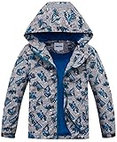 UMMTOM Boys Rain Jackets Lightweight Waterproof Hooded fleece Raincoats Windbreakers for Kids(9-10Y,