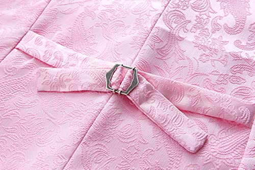 Mogu Mens Formal Vest Paisley Jacquard Suit Waistcoat Wedding Prom Groomsmen 36 Pink #TOP3