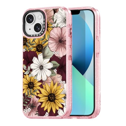 Rosarnnah for iPhone 13 Case Aesthetic Pink, Sunflower | Cute Funny Pattern Design for Girls Women Men, Durable Shockproof 6.1" Phone Case 6.6ft Drop Protection for Fashion Daily